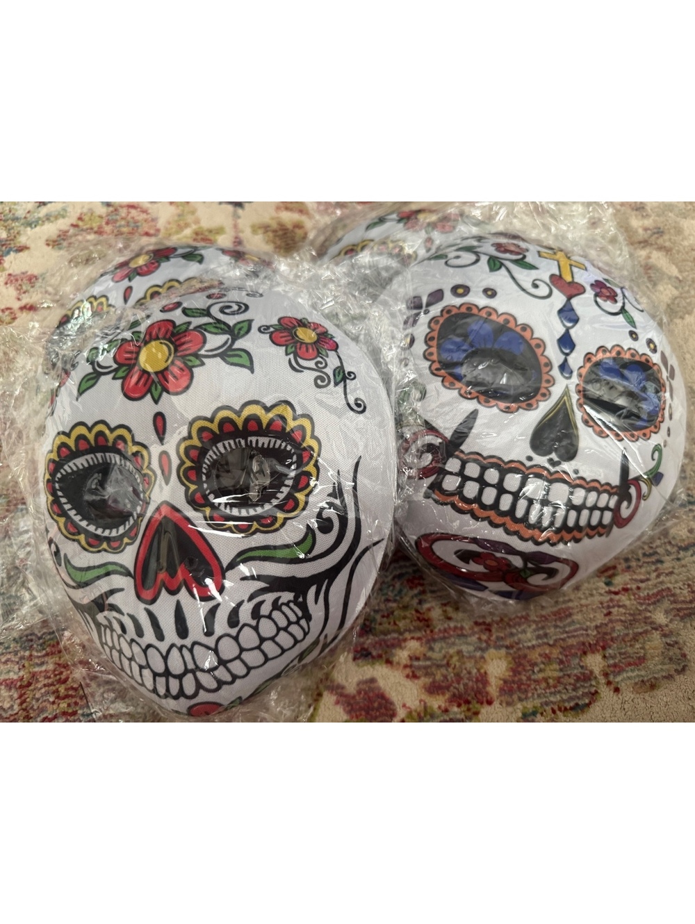 Decorative Day of the Dead Sugar Skull Masks with Colorful Floral and D